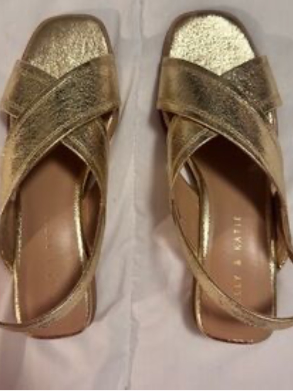 New Kelly & Katie Metallic Gold Crisscross Slingback Sandals